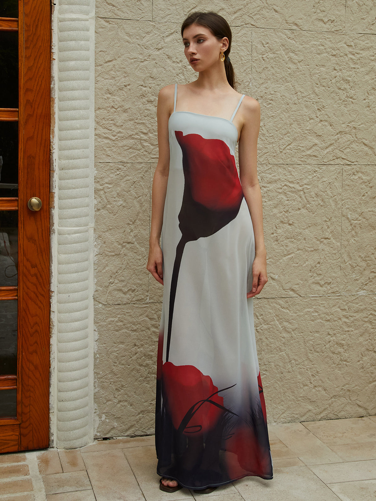 Large Floral Print Cami Long Dress